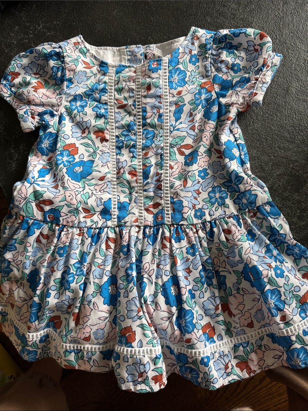 Janie and Jack baby girl Blue Floral Short Sleeve Peplum Top